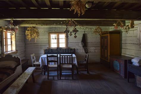 Interior Of Old Rural Wooden House Editorial Image Image Of Handmade