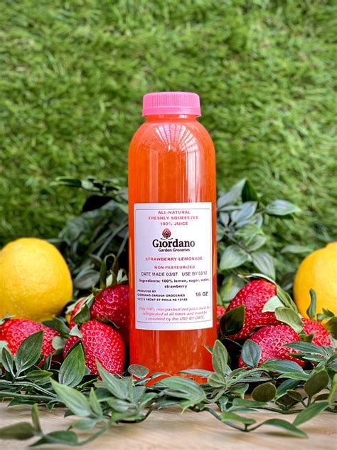Strawberry Lemonade Fresh Squeezed Juice Giordano Garden Groceries