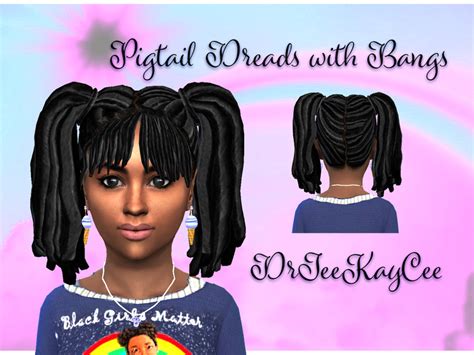 The Sims Resource Pigtail Dreads With Bangs Child By Drteekaycee