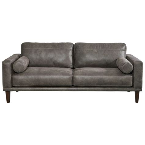 Signature Design By Ashley Arroyo Mid Century Modern Faux Leather Sofa