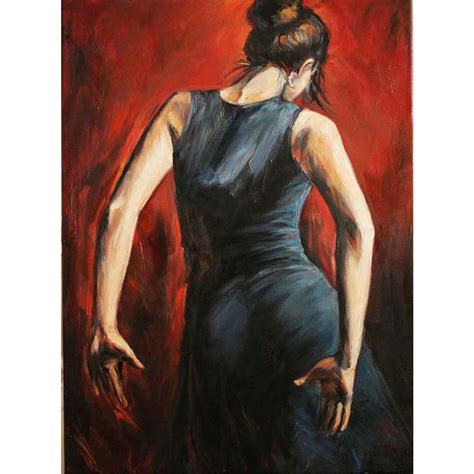 Figure Oil Paintings Spanish Flamenco Dancers Tango Black And Blue