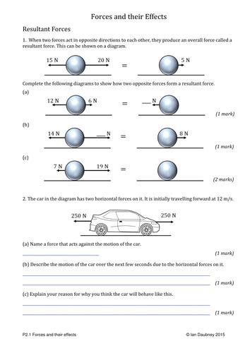 GCSE Physics Worksheets Forces Motion And Energy Science Worksheets