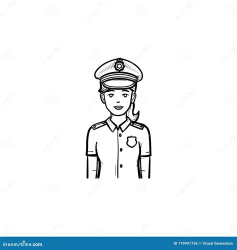 Police Woman Hand Drawn Outline Doodle Icon Stock Vector