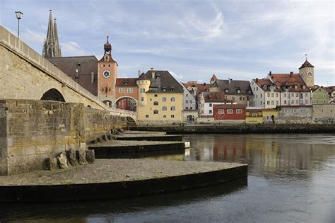 A Panorama View Of The German Town Regensburg Stock Image Image Of
