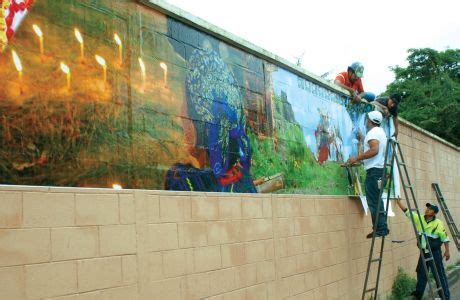 photo mural over cinder block | Photo mural, Mural, Photo