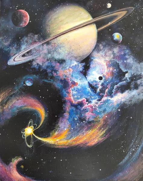 Colourful Galaxy Painting Space Drawings Space Painting Galaxy Painting
