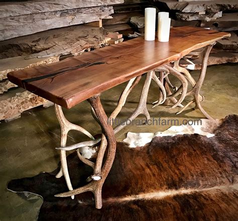 Antler Wood Slab Table Rustic Table Wood Slab Table Slab Table