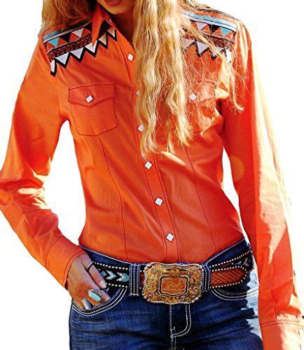 Cruel Girl Western Shirt Women Ls Diamond Snap Orange Ctw9358002 At