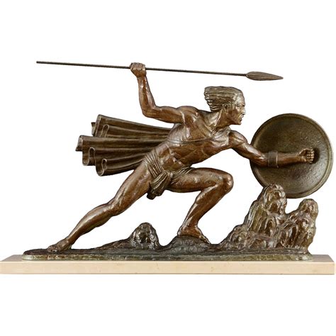 Art Deco Sculpture The Warrior by Bouraine from solvangantiques on Ruby ...