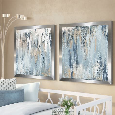 Blue Illusion Square By Patricia Pinto 2 Piece Wrapped Canvas Print Set Blue Wall Decor