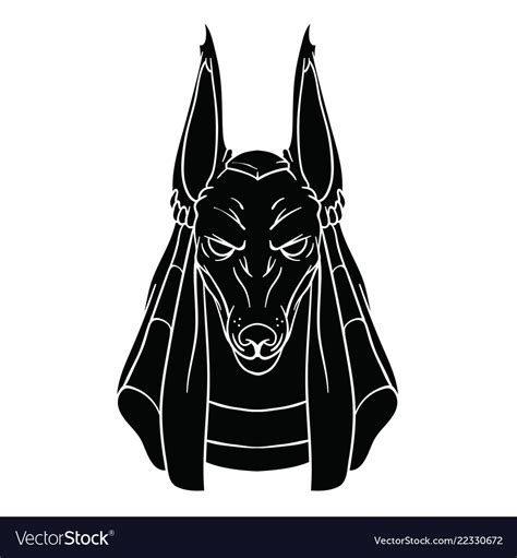 Black Contour Drawing Anubis On White Royalty Free Vector