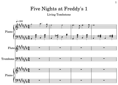 Five Nights At Freddys 1 Sheet Music For Piano Flute Trombone
