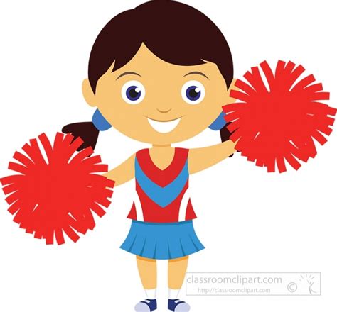 Cheerleading Clipart Cheerleader Cheering Holding Red Pom Pom Clipart