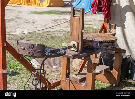 Outdoor Scene In Horizontal View With An Old Bellows Forge The Bellows