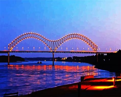 Memphis Bridge At Night Tennessee Paint By Numbers Num Paint Kit
