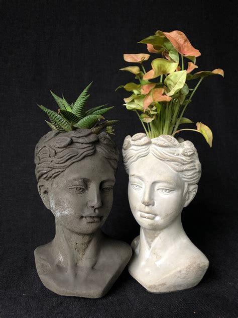 Female Head Planter Concrete Head Planter Art Goddess Etsy Canada