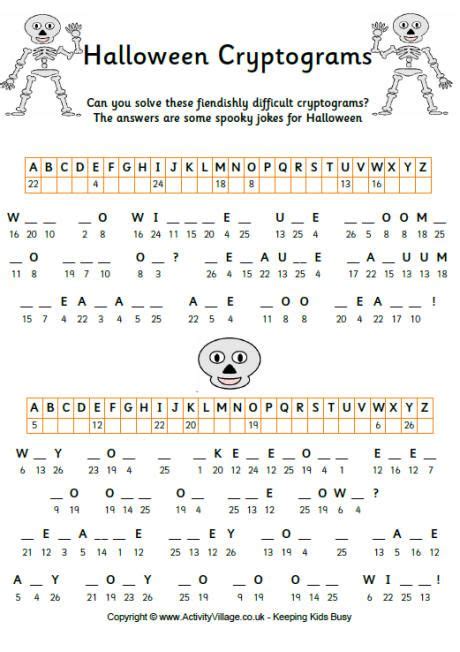 Halloween Cryptogram Puzzles Halloween Pinterest Worksheets Pre