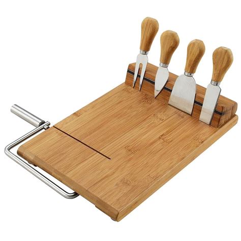 Stilton Bamboo Cheese Board Set With 4 Tools Cb14 The Home Depot