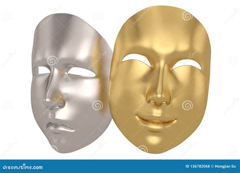 Happy and Sad Mask Isolated on White Background 3D Illustration Stock gambar png