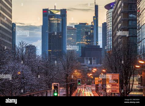 Frankfurt Am Main In Snow A Rare Sight The Skyline And Downtown With