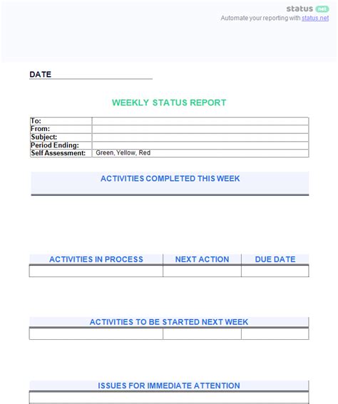 Weekly Status Report Sample Forms And Templates Fillable Printable Vrogue