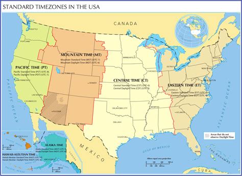 Different Time Zones Map