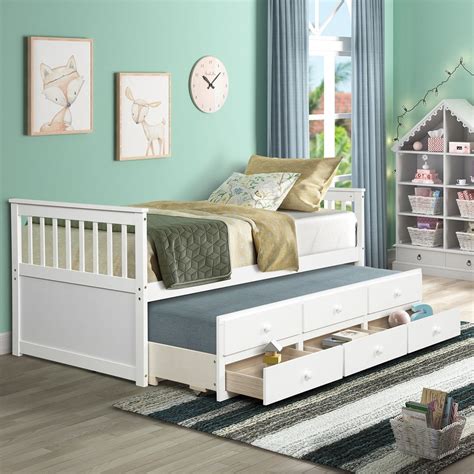 Modernluxe Captains Bed Twin Daybed With Trundle Bed And Storage