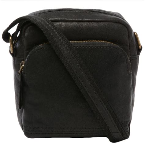 Mens Small Leather Travel Bag Black 8681 Mens Leather Bags