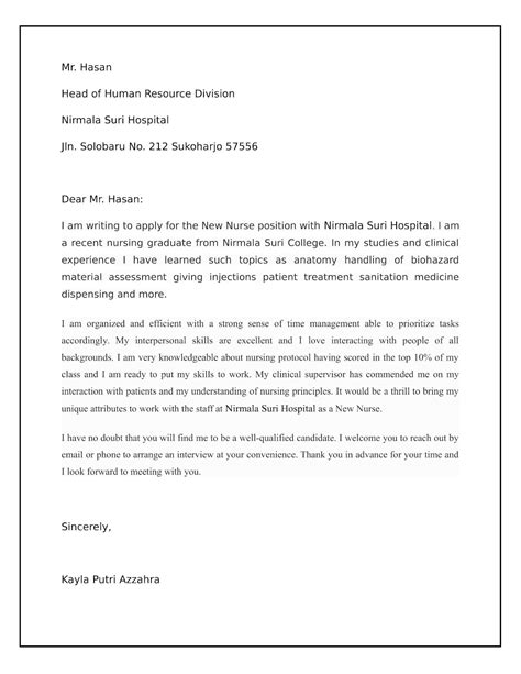 Contoh Surat Lamaran Kerja Perawat Lengkap Tinggal Edit ...