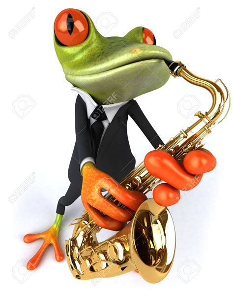 Cartoon Frog Playing Saxophone Stock Photo Aff Playing Frog