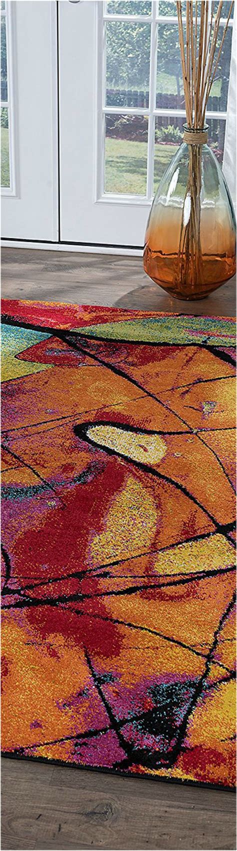 Contemporary Abstract Multi Color Rectangle Rug Colorful Rugs