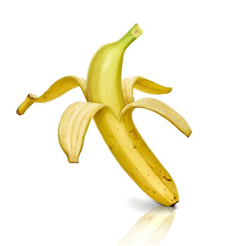 Peeled Banana White Background Stock Photo
