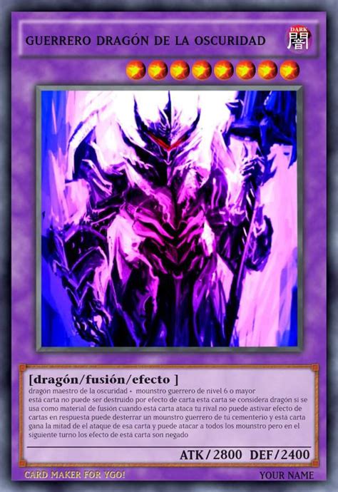 Carta custom guerrero dragón de la oscuridad Yu Gi Oh Español Amino