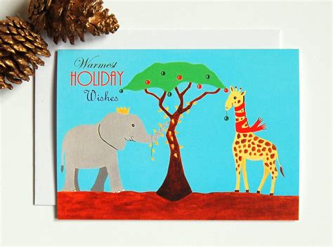 Maybe you would like to learn more about one of these? African Animal Christmas card Holiday greeting by LittleTrunkArt