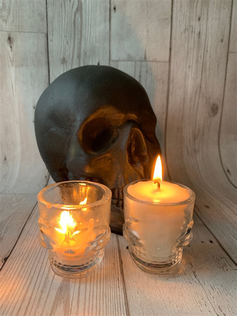 Skull Candles Pair Of Shot Glass Candles Gothic Home Decor Etsy