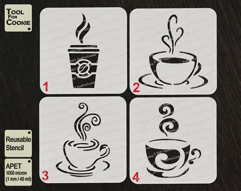 Coffee Cup Stencil Cup Of Coffee Stencil Cup Of Tea Stencil Etsy Canada