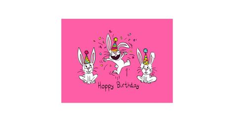 Happy Hoppy Birthday Bunny Rabbits Postcard