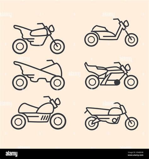 Motorcycles Icons Transport Line Style Set Icons Vector Illustration