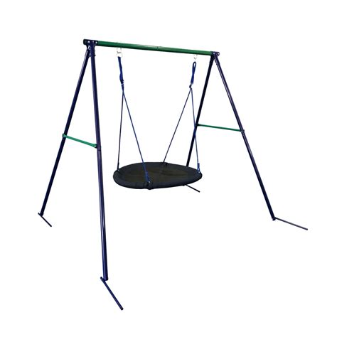 Aleko Bsw07 Outdoor Sturdy Child Swing Set With Saucer Mat Blue And