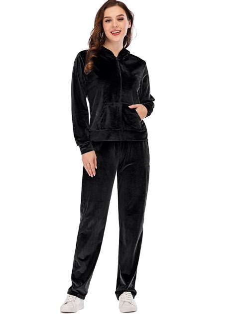 Sayfut Women S Velour Tracksuits 2 Piece Outfits Hoodie And Yoga Sweatpants Running Jogger