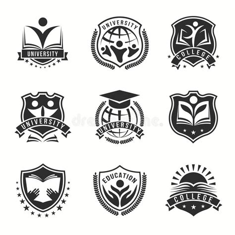 Grupo Do Emblema Dos Logotipos Da Universidade E Da Faculdade