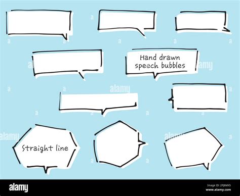 Rectangular Line Drawing Speech Balloons With White Painted Background