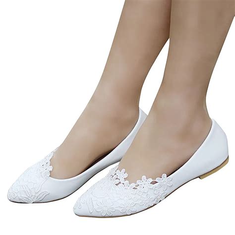 Sagace Large Size Lace Flat Shoes Soft White Wedding Ladies Women Flats