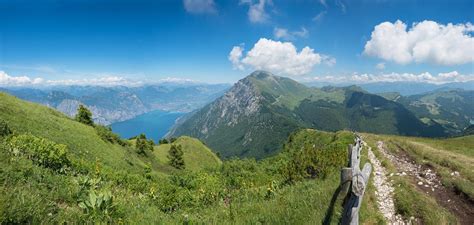 Scenic Italian Landscape View From Monte Baldo Summit To Riva Tourist