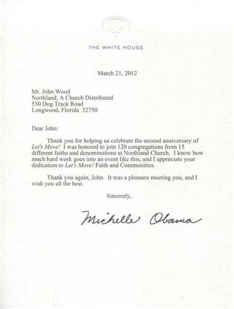 First Lady Letter
