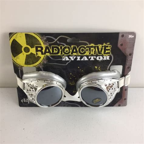Steampunk Elope Adult Silver White Radioactive Aviator Goggles For Sale