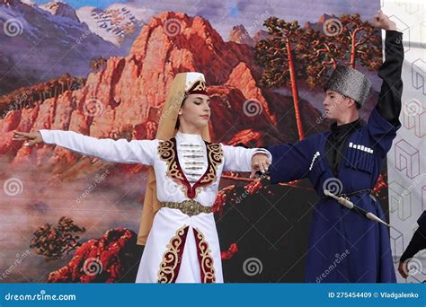 Ossetians In National Costumes Dance Folk Mountain Dances Editorial