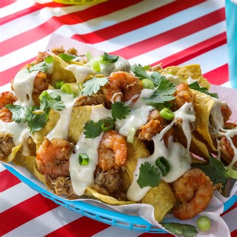 low country nachos recipe food network recipes seafood recipes nachos