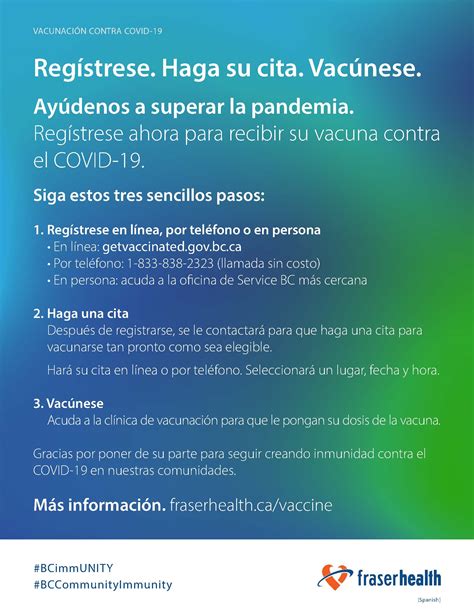 Getting vaccinated is easy and safe. COVID-19 resources in Spanish - Fraser Health Authority