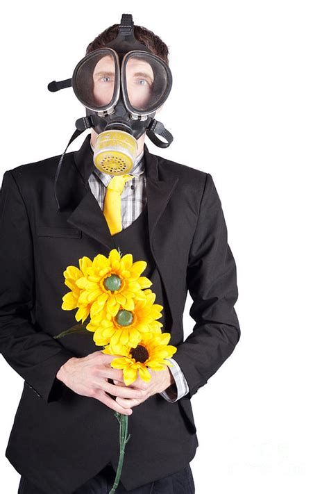 Man In Gas Mask With Flowers Photograph By Jorgo Photography